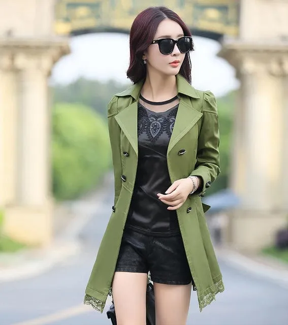 2018 Autumn New High Fashion Brand Woman Classic Double Breasted Trench Coat Waterproof Raincoat Business Outerwear size S-XXXL