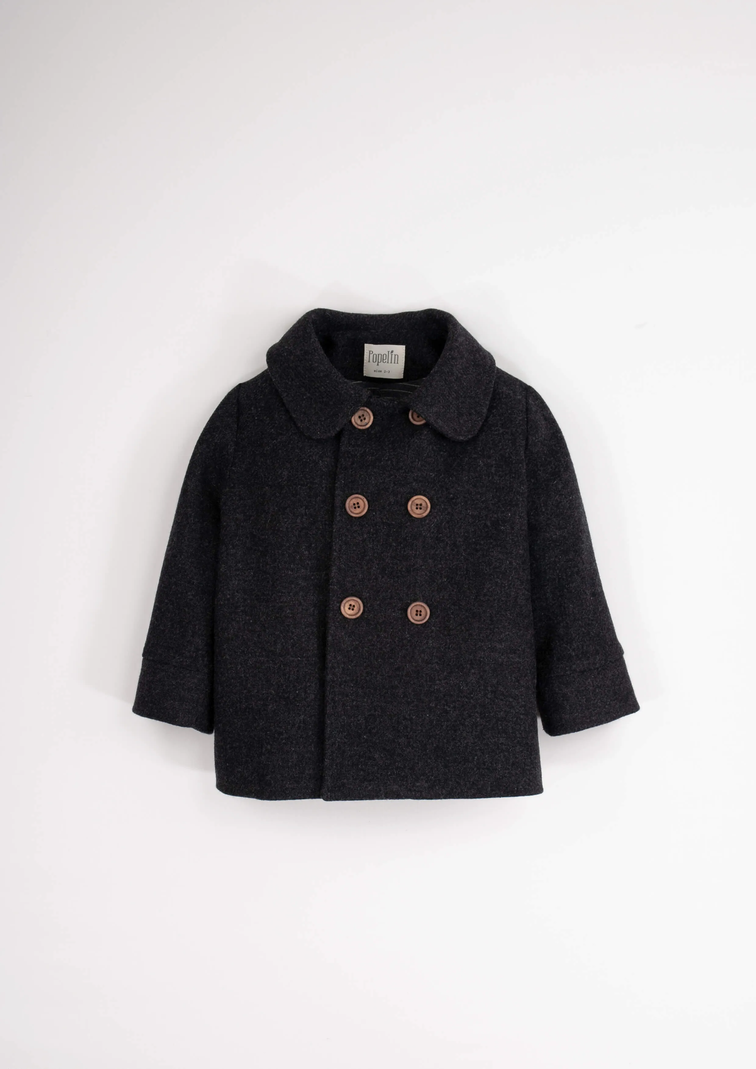 42.1-WOOLEN COAT W/COLLAR-DARK GREY