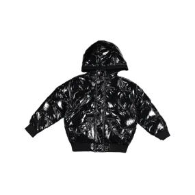 5PC-PUFFY COAT-Black Glitter