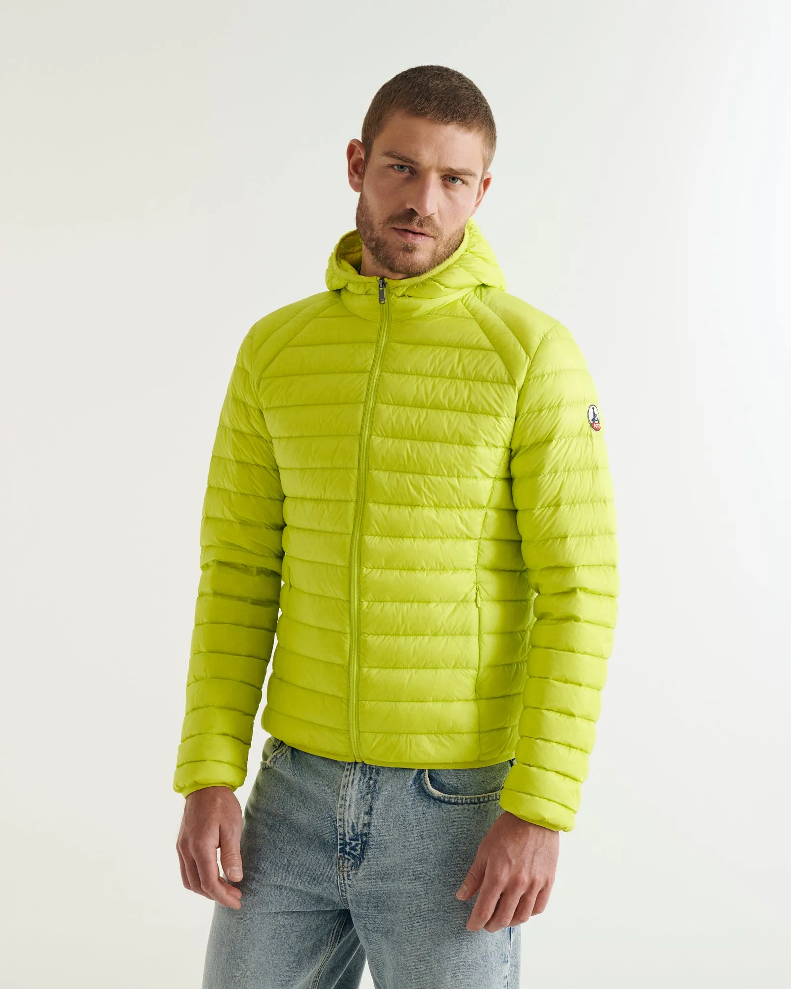 Acid green Nico lightweight hooded puffer jacket