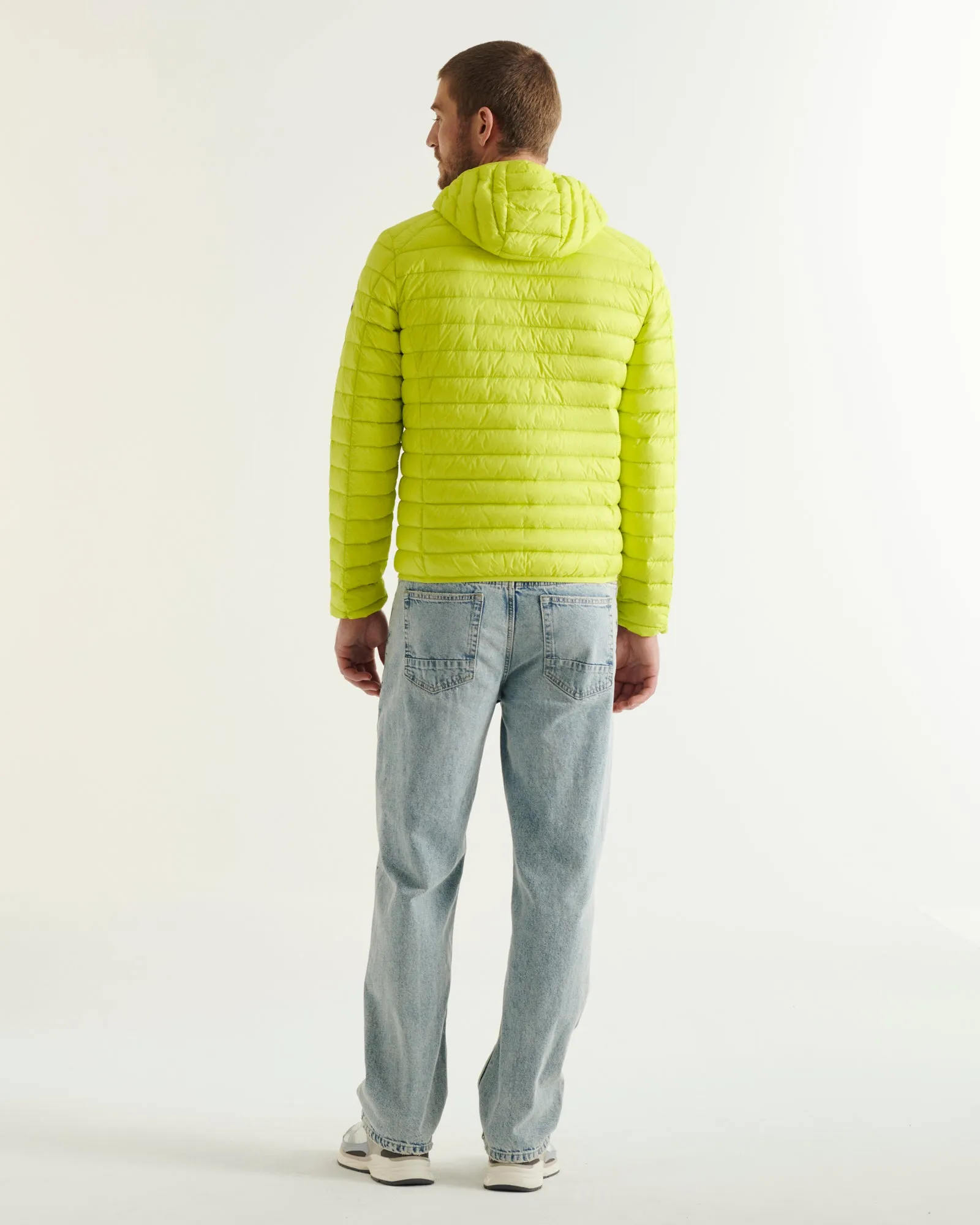 Acid green Nico lightweight hooded puffer jacket