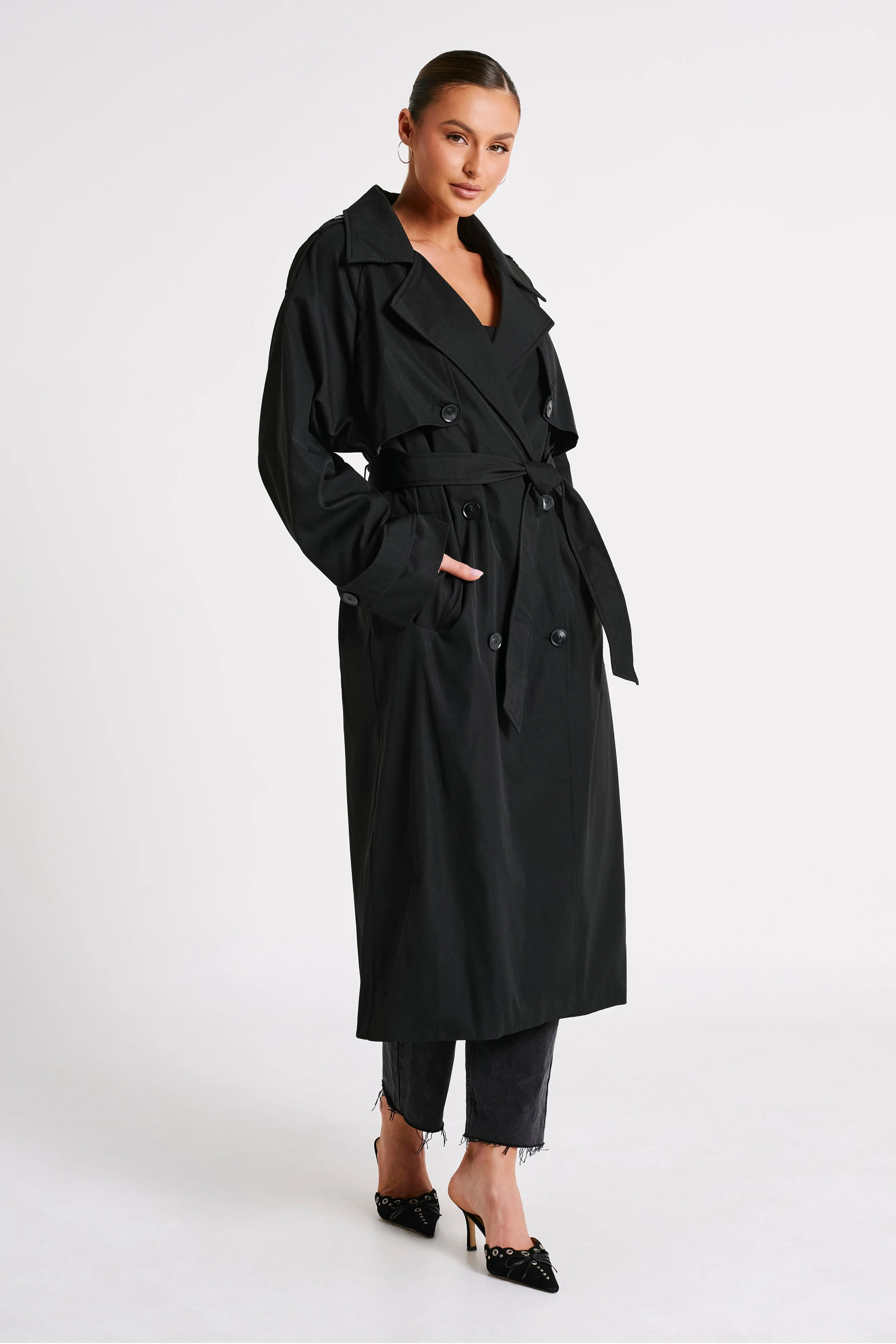 Andreas Oversized Trench Coat - Black