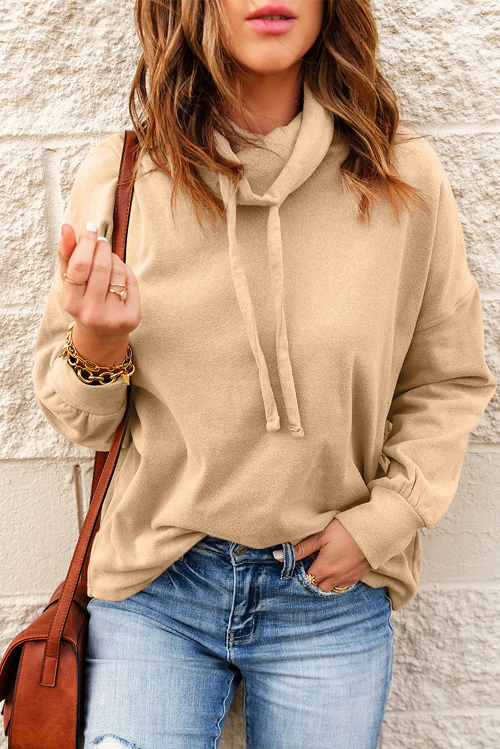 Apricot Cowl Neck Sweatshirt