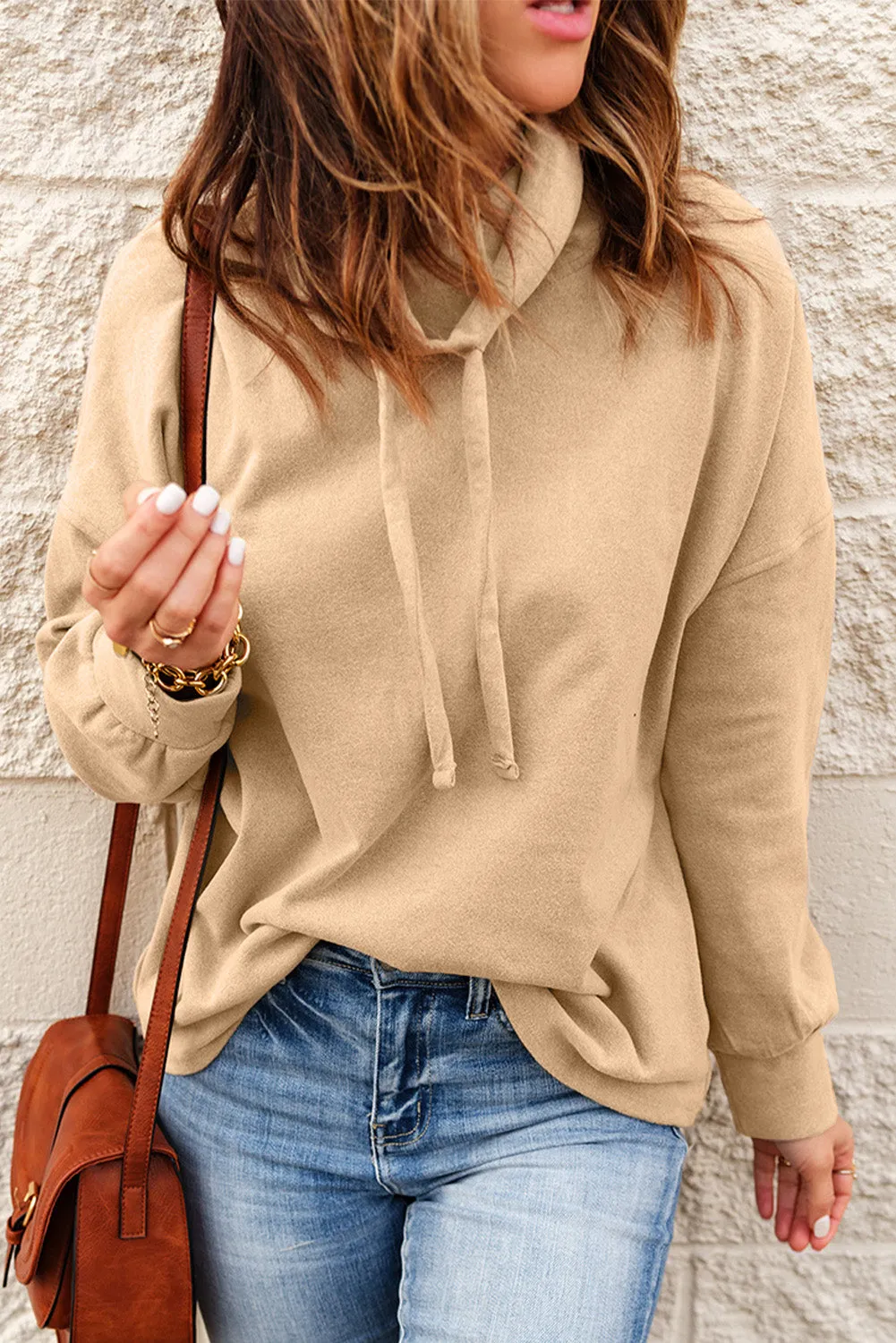 Apricot Cowl Neck Sweatshirt