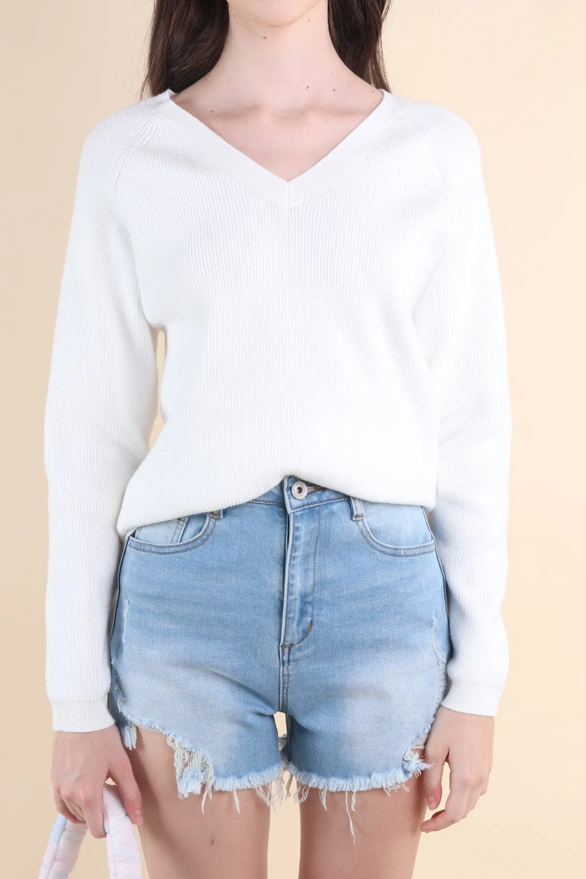 AUBREE KNIT PULLOVER IN WHITE