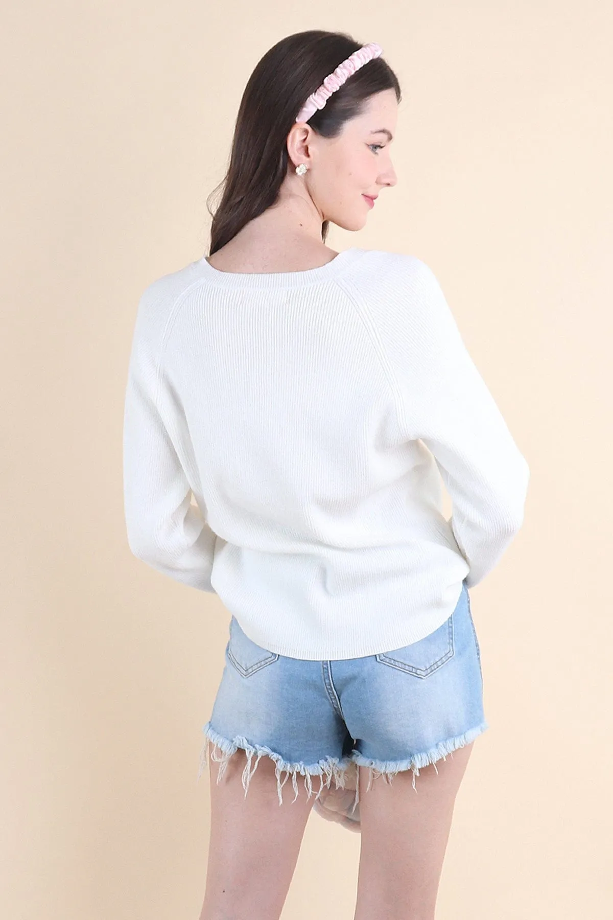 AUBREE KNIT PULLOVER IN WHITE