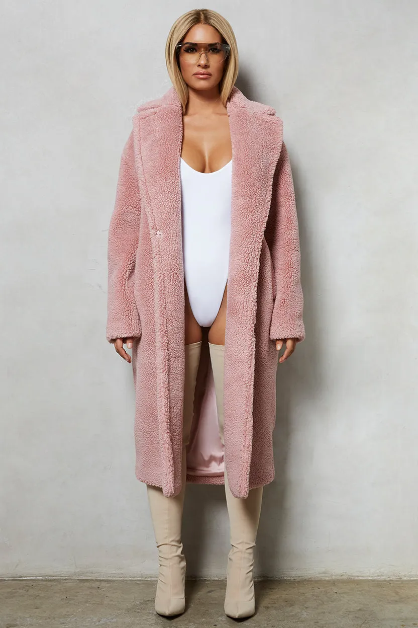 Bear Oversized Boyfriend Coat in Blush