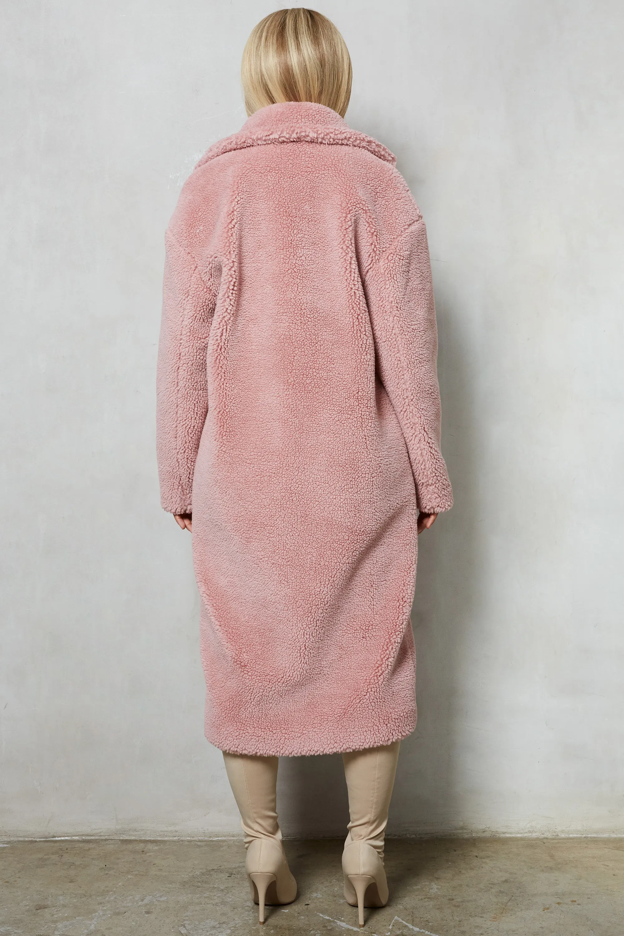 Bear Oversized Boyfriend Coat in Blush