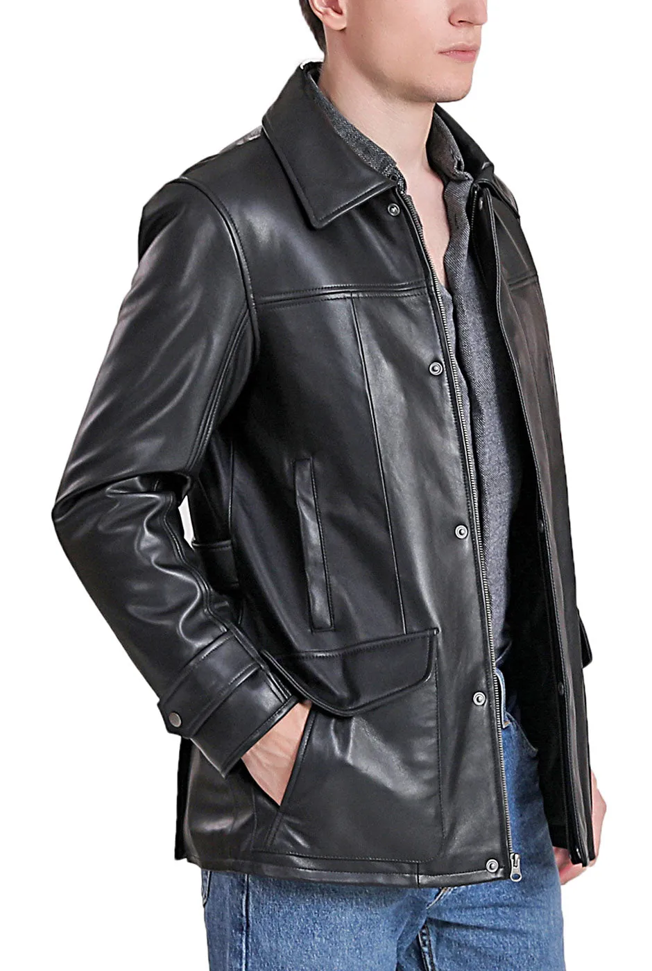 BGSD Men Hunter Lambskin Leather Coat