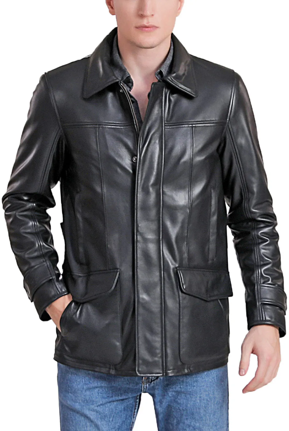 BGSD Men Hunter Lambskin Leather Coat