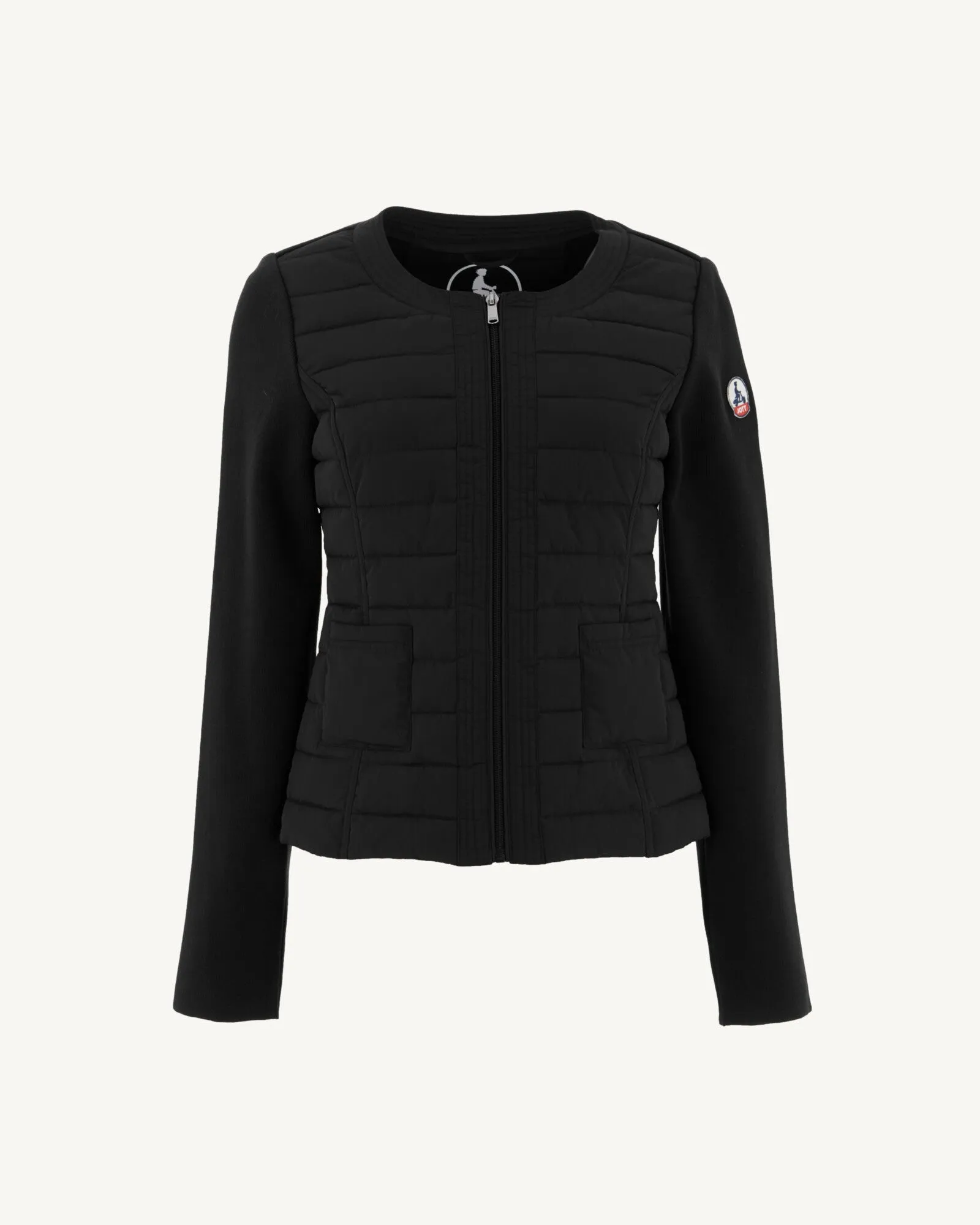 Black Almeria lightweight bi-fabric puffer jacket