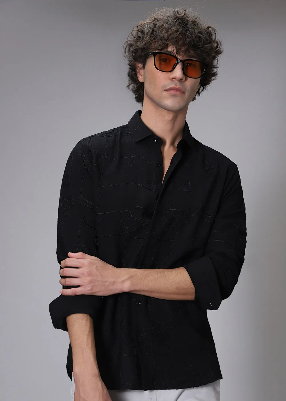 Black Embroidered Shirt