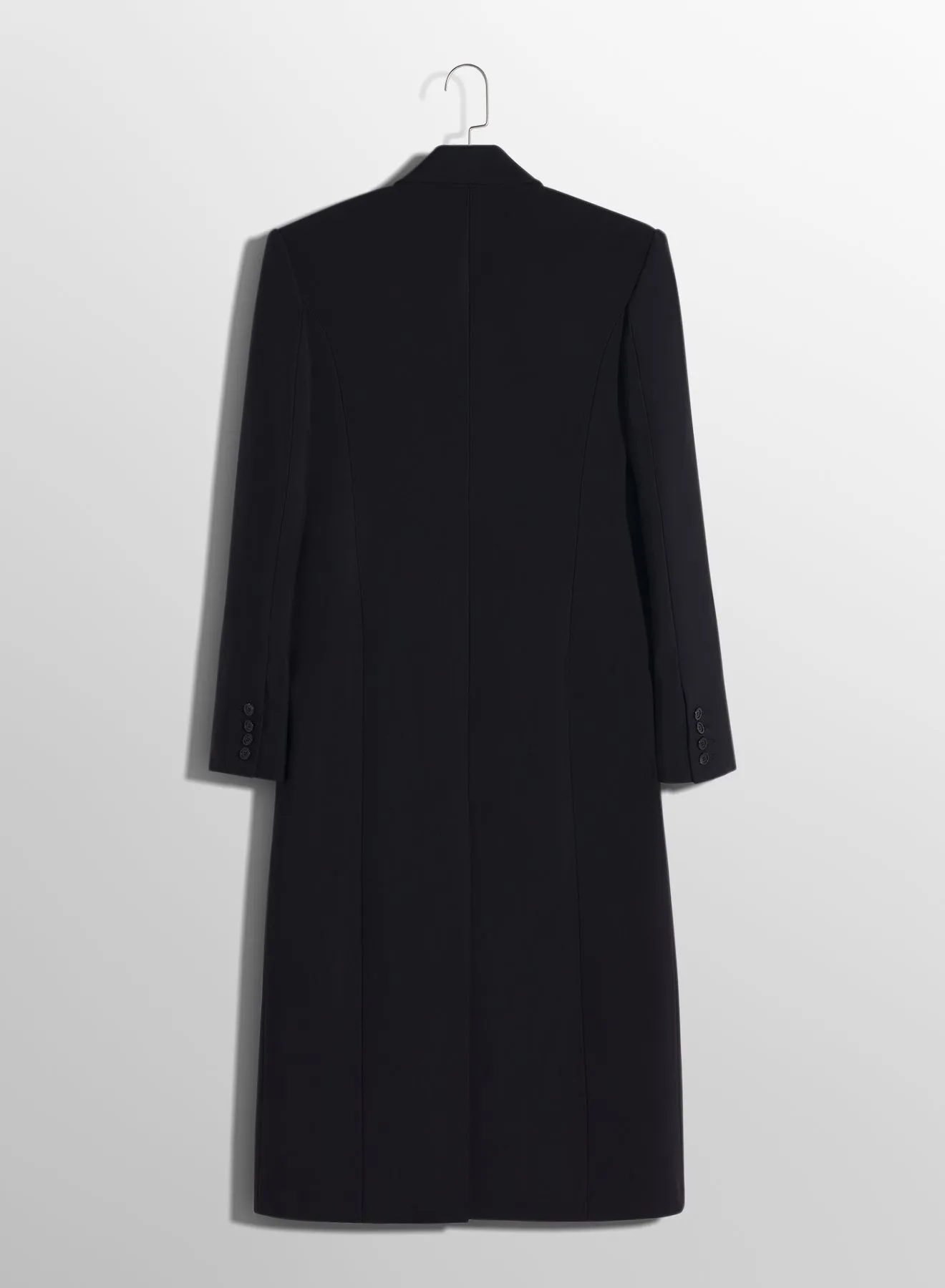 black single-breasted wool coat