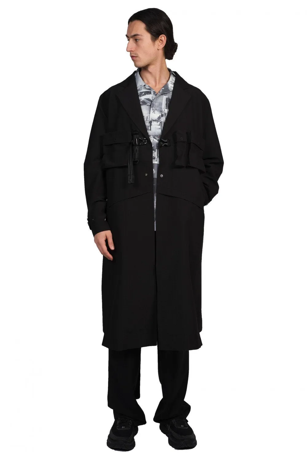 Black Utility Trench Coat