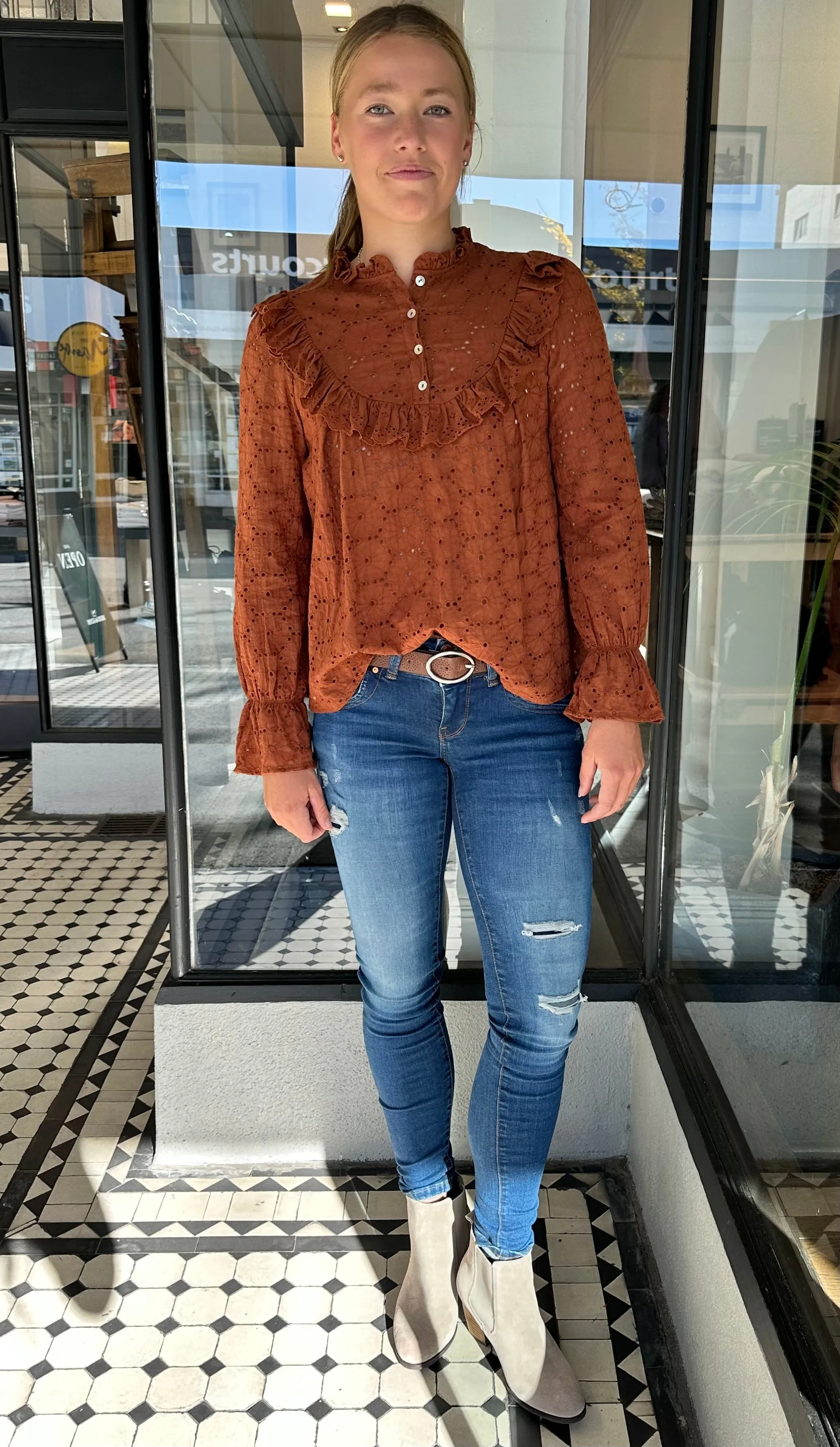 Camila Button Down Lace Blouse