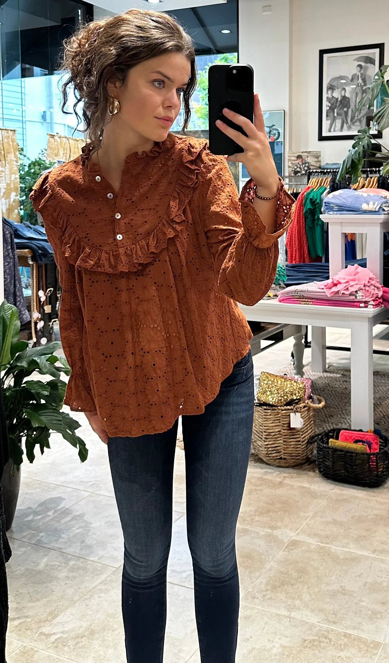 Camila Button Down Lace Blouse