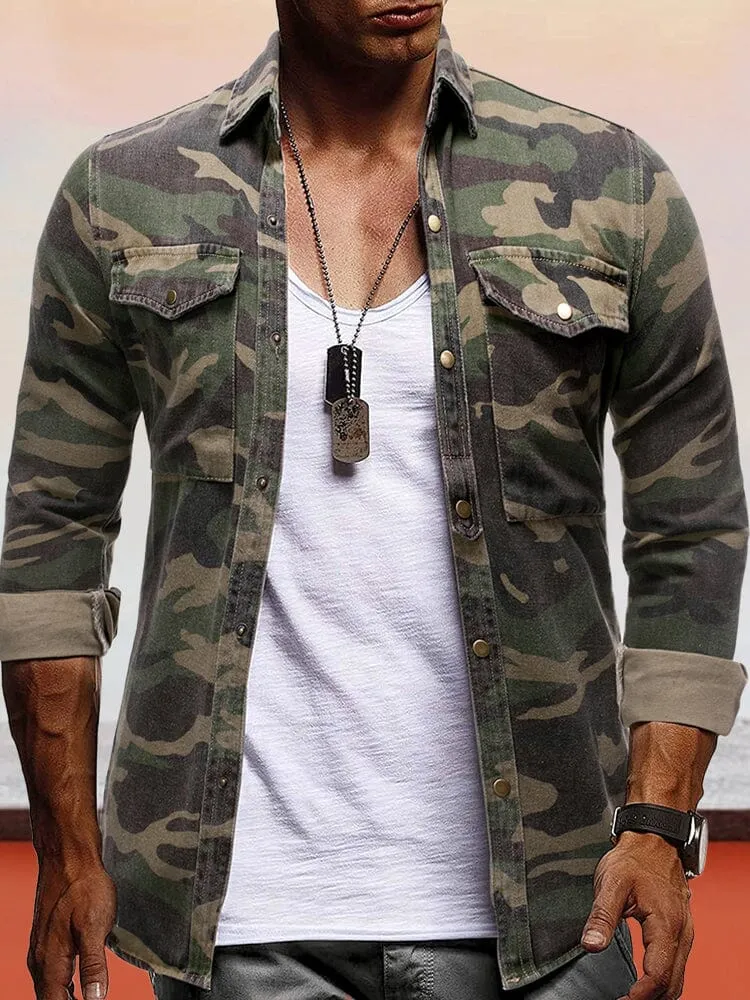 Camo Denim Cargo Coat