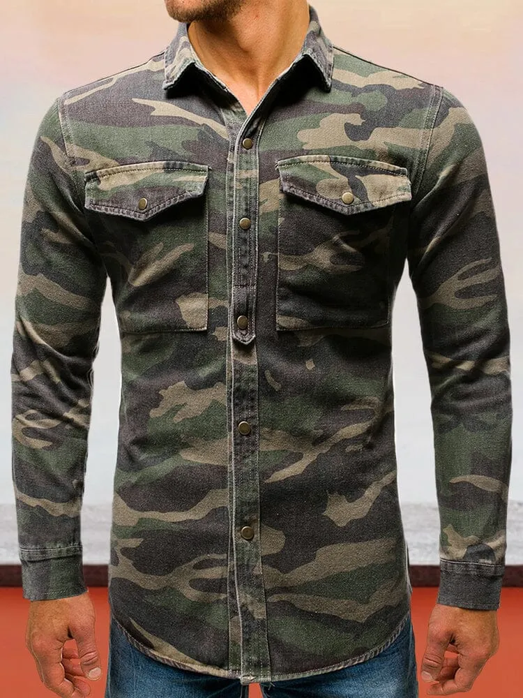 Camo Denim Cargo Coat