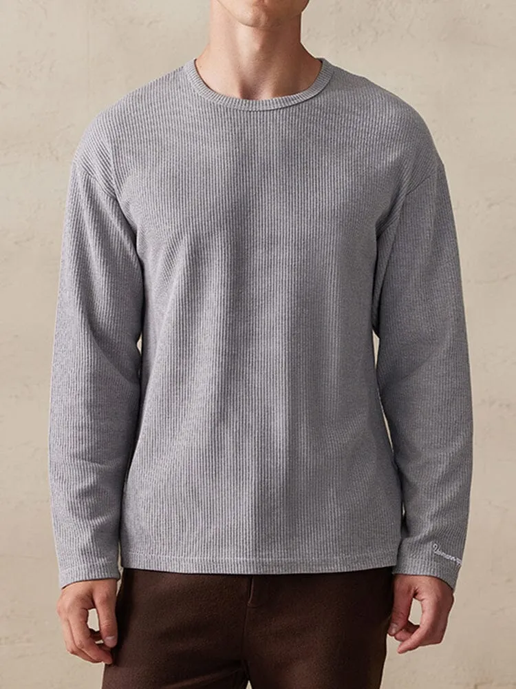 Casual Ribbed Pitted Sweatshirt