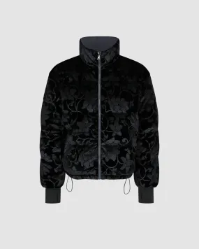 Cozy Charcoal Burnout Pottery Print Puffer Jacket