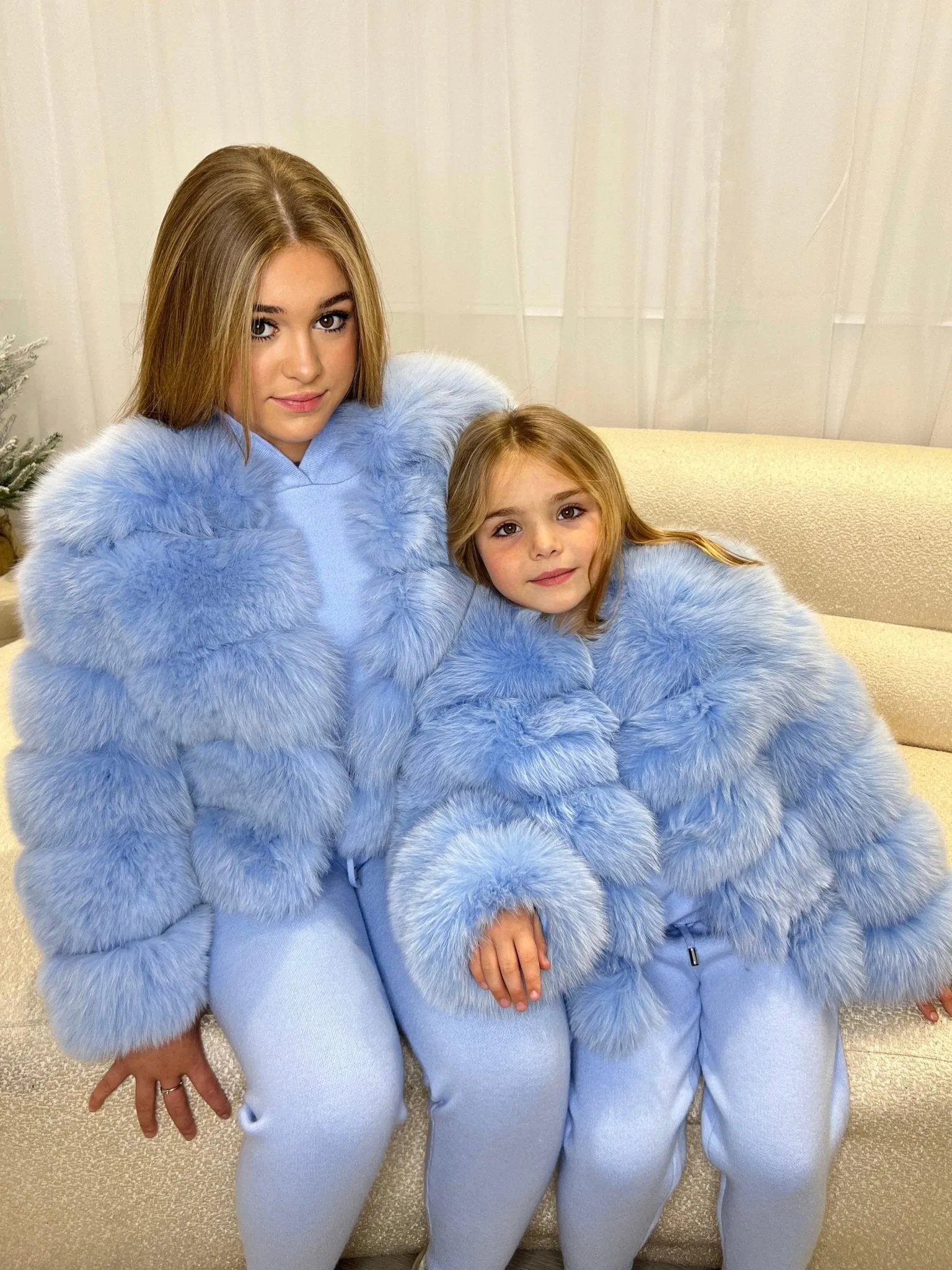 Childrens Baby Blue Luxury Fur Coat