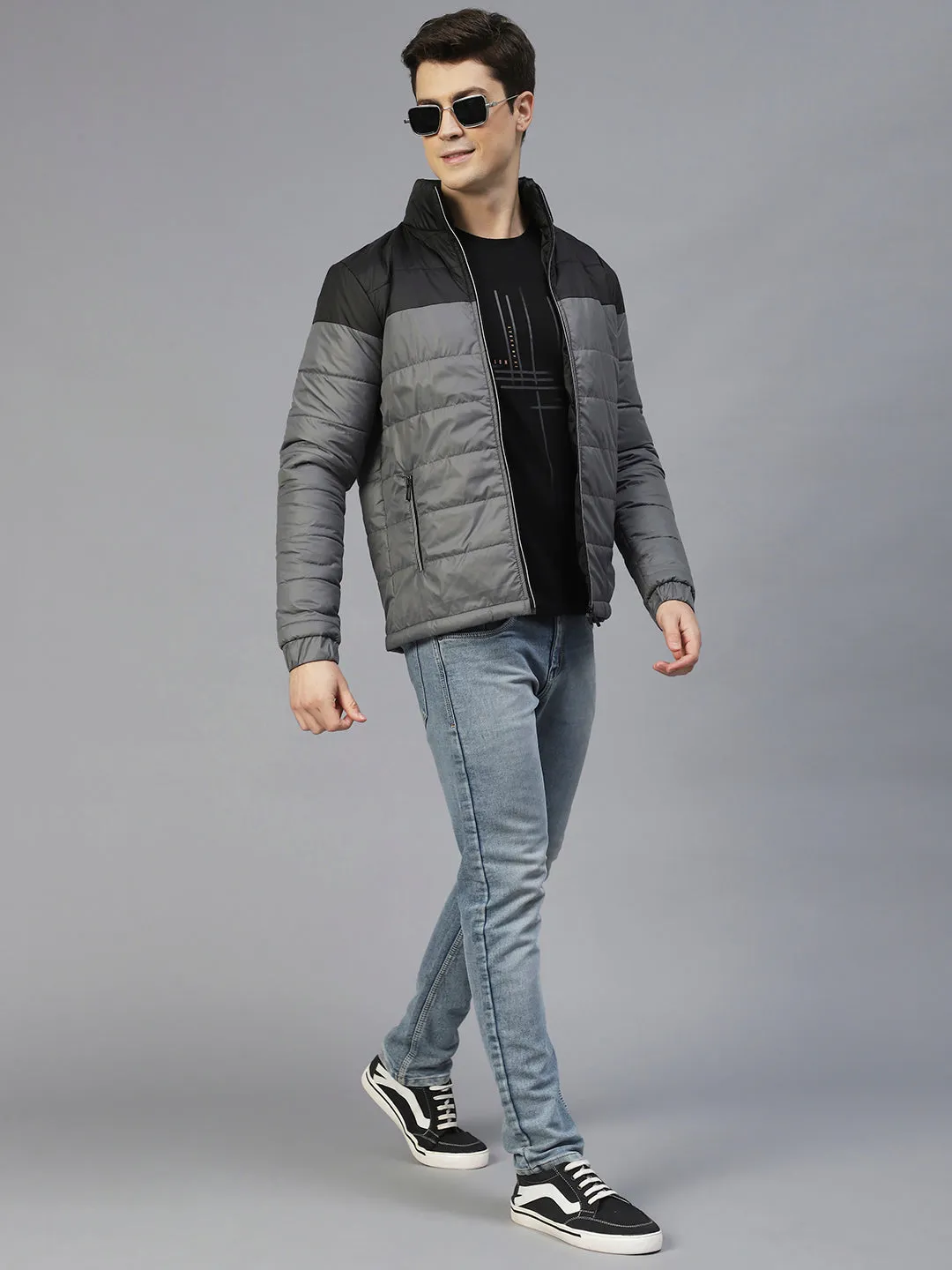 Colorblock Full Sleeves Puffer Jacket