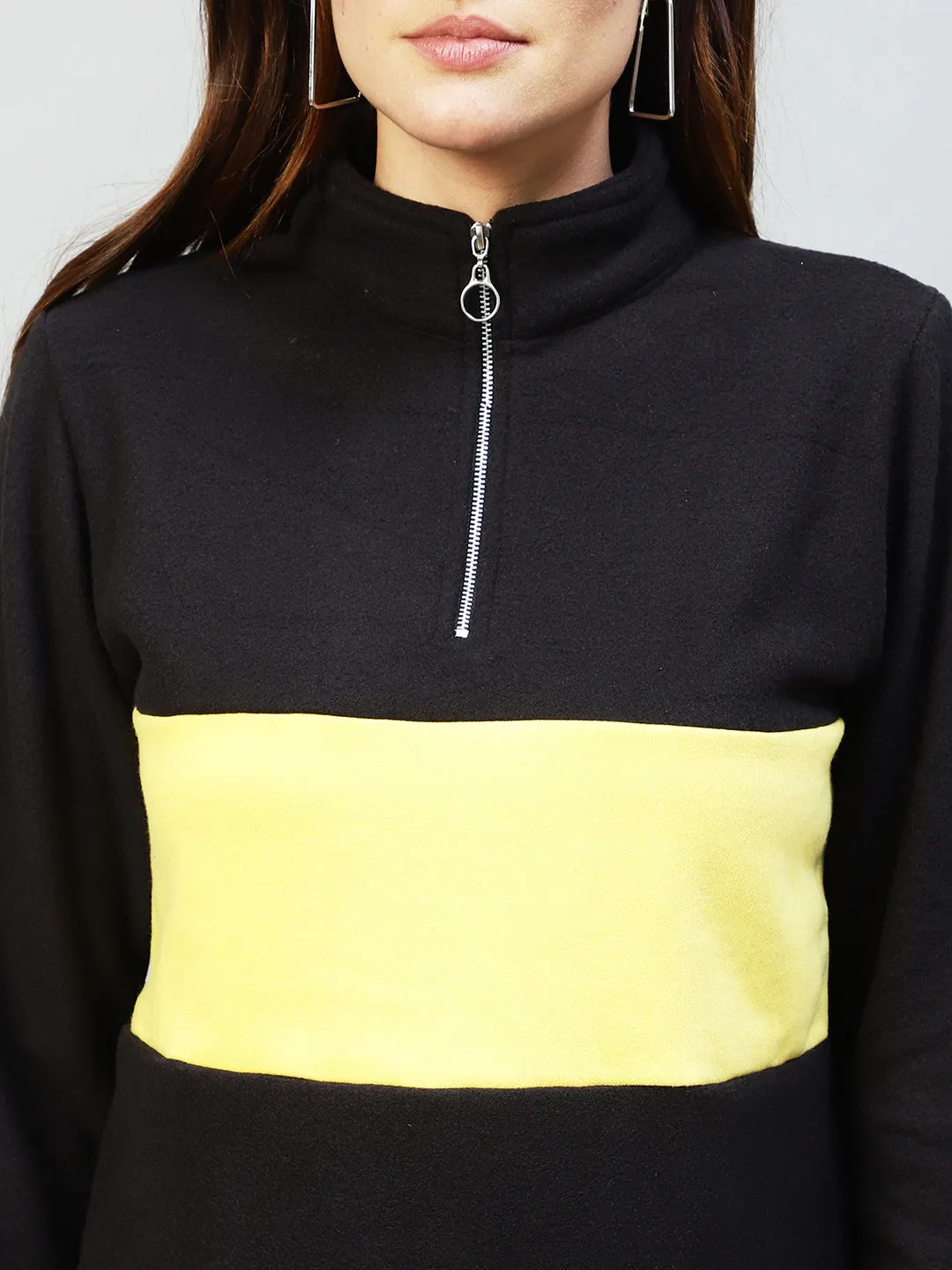 Colorblock High Neck Sweatshirt