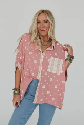 Daisy Dream Button Down Top - Mauve