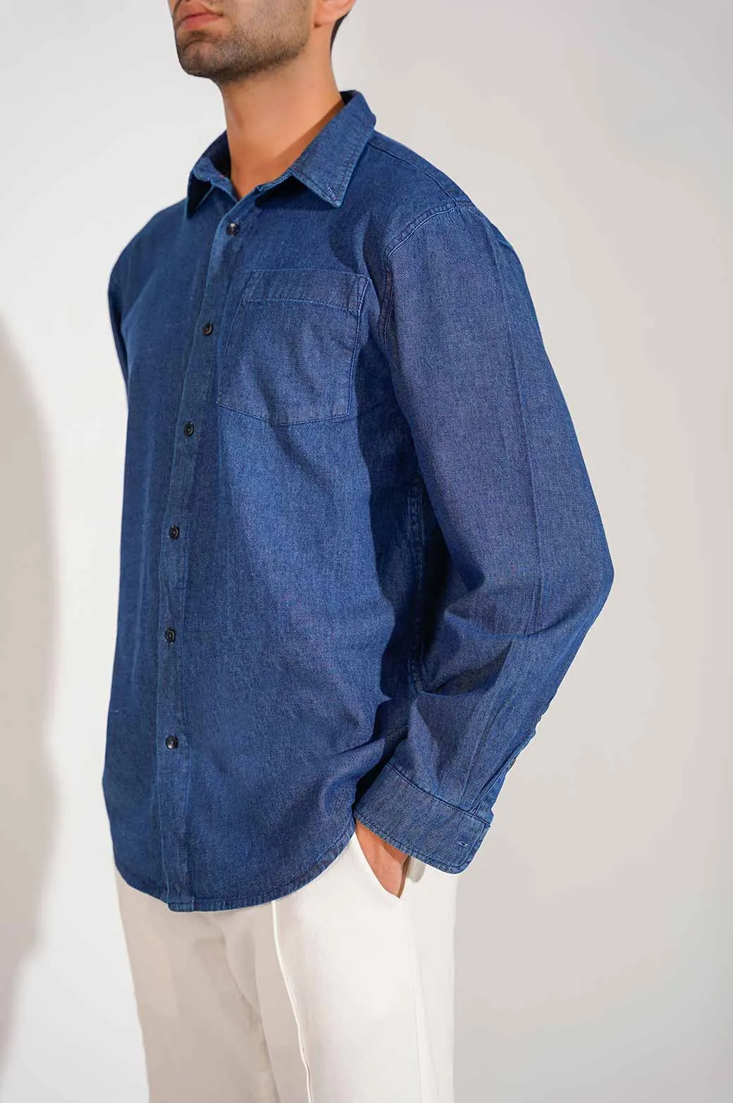 DENIM BUTTON DOWN SHIRT