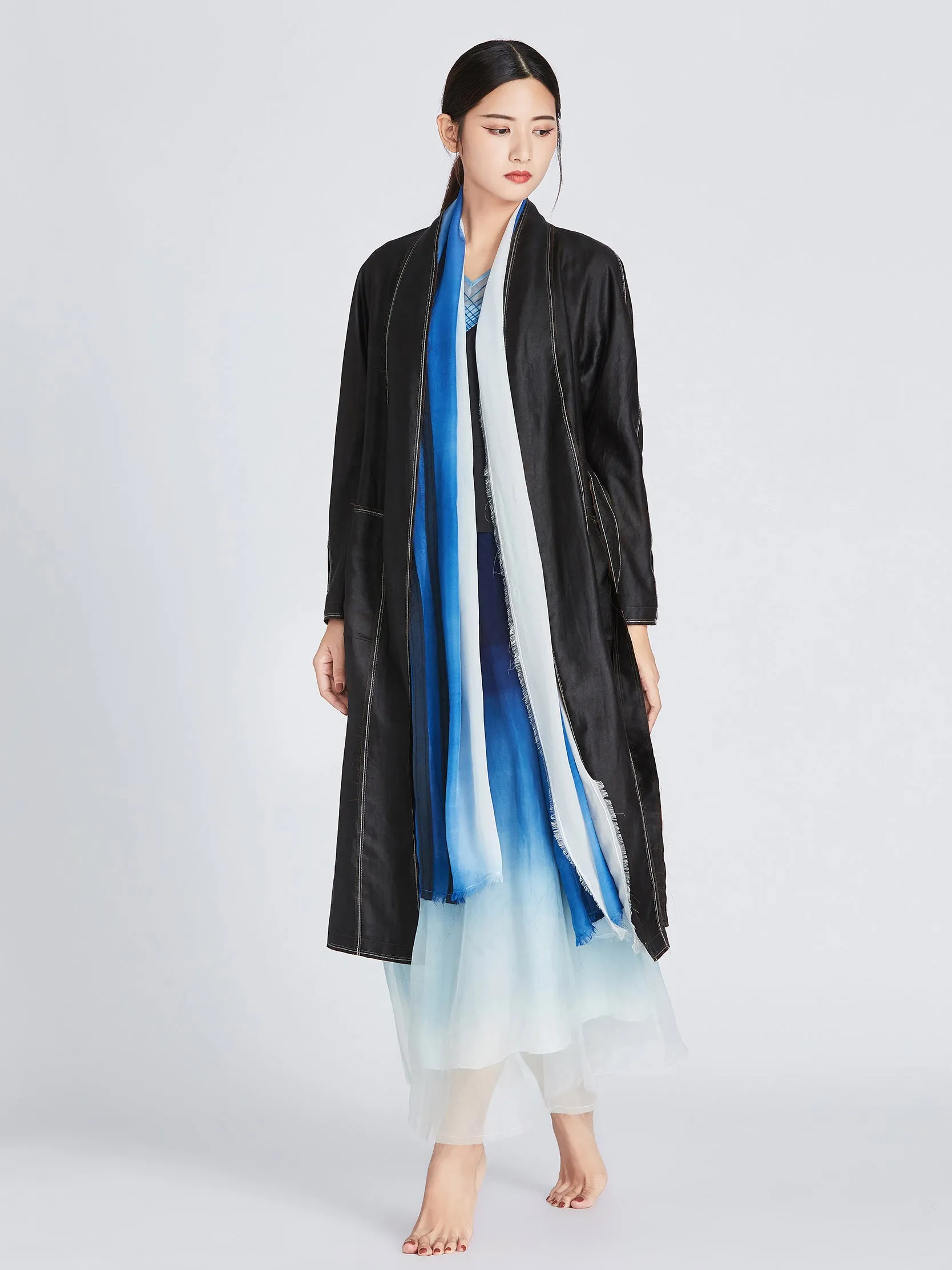 Gambiered Guangdong Habotai Silk Trench Coat