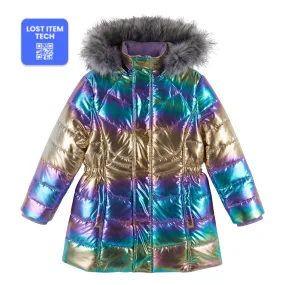 Girls Multicolor Hooded Parka