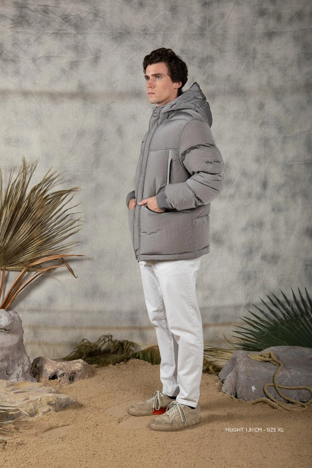 GREY "CLUB" FEATHER COAT