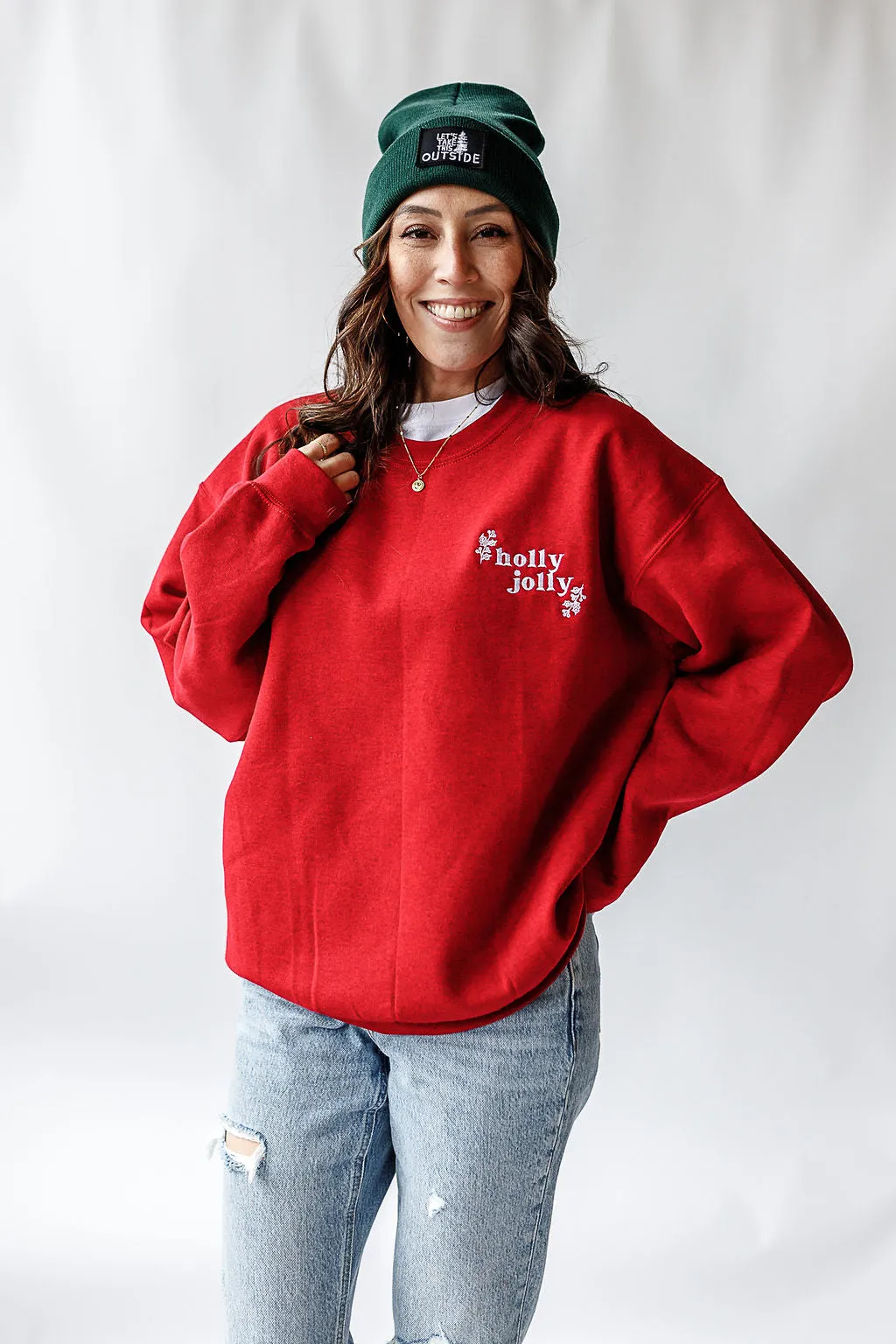 Holly Jolly Embroidered Pullover