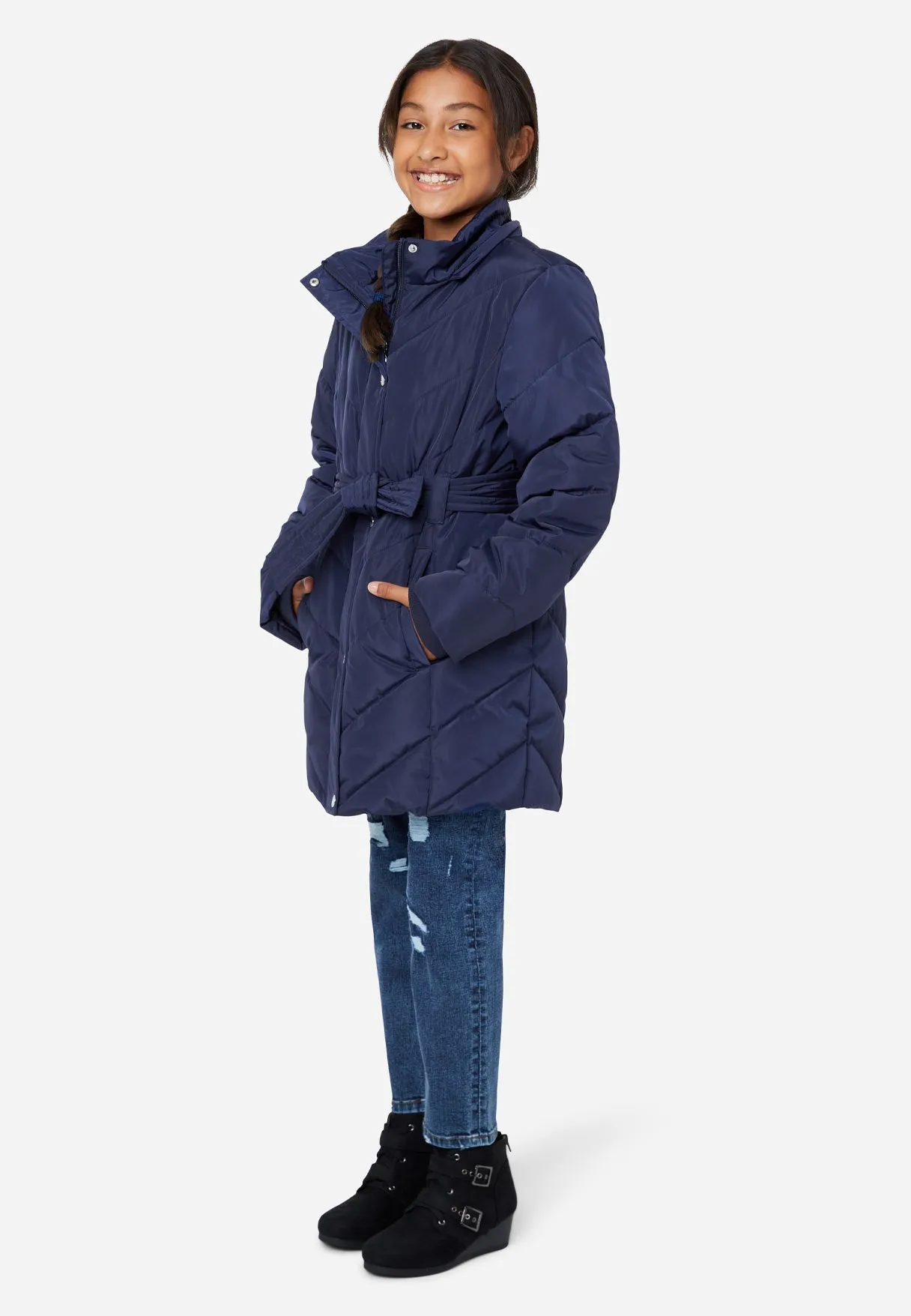 Hooded Belted Parka Coat