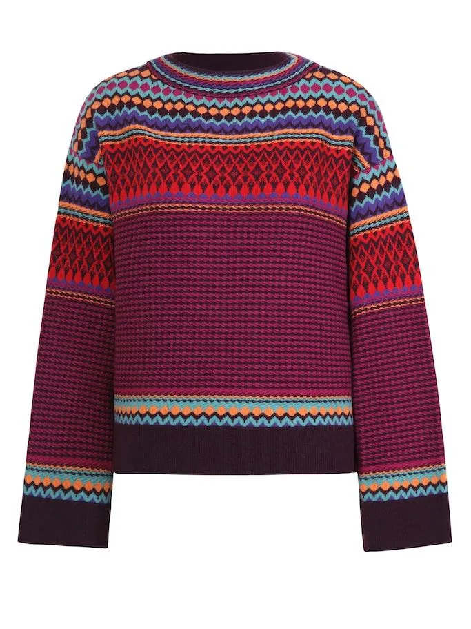 Jacquard Pullover, Structure pattern - Pink