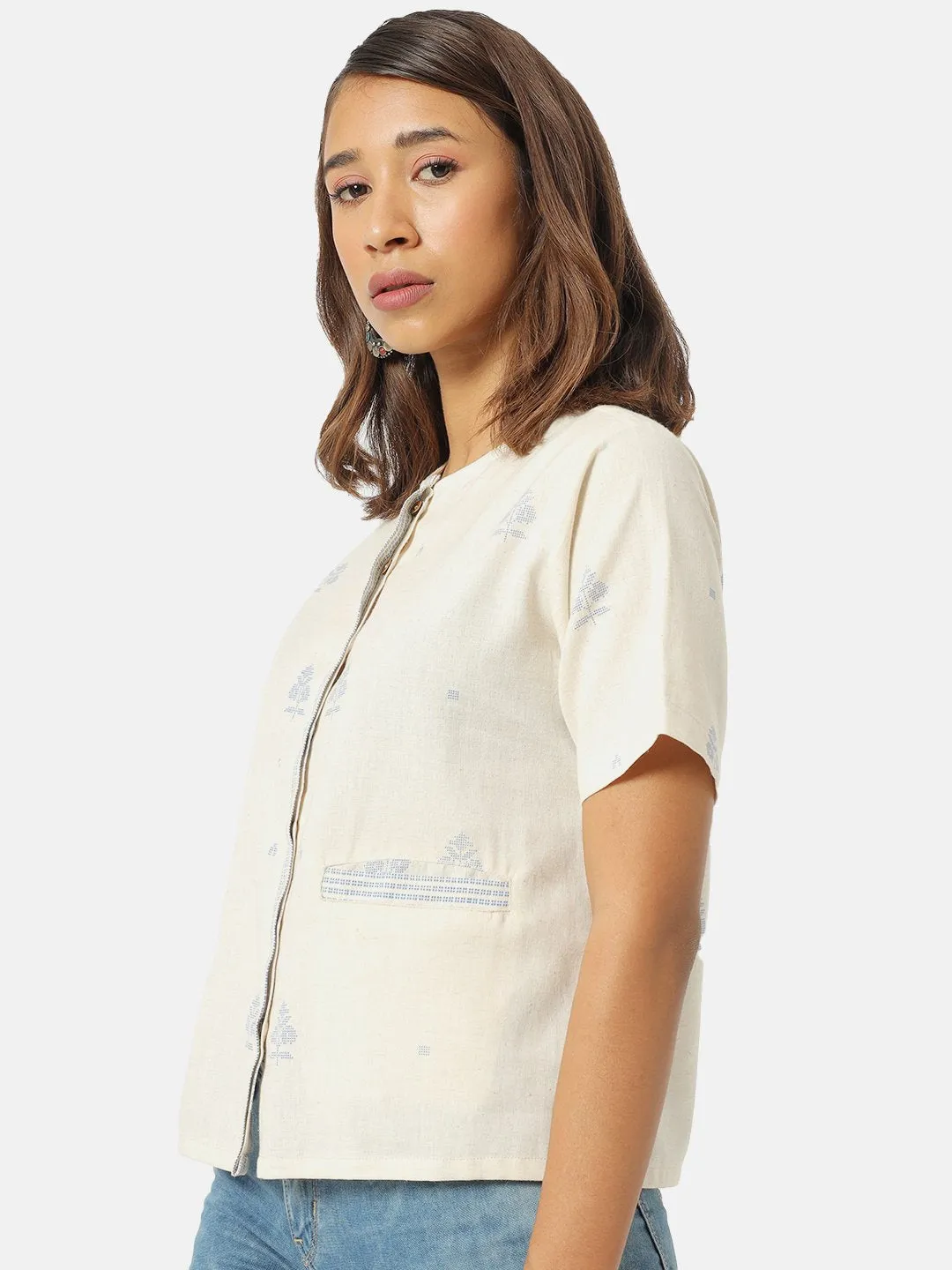 Jamdani Button-Down Top