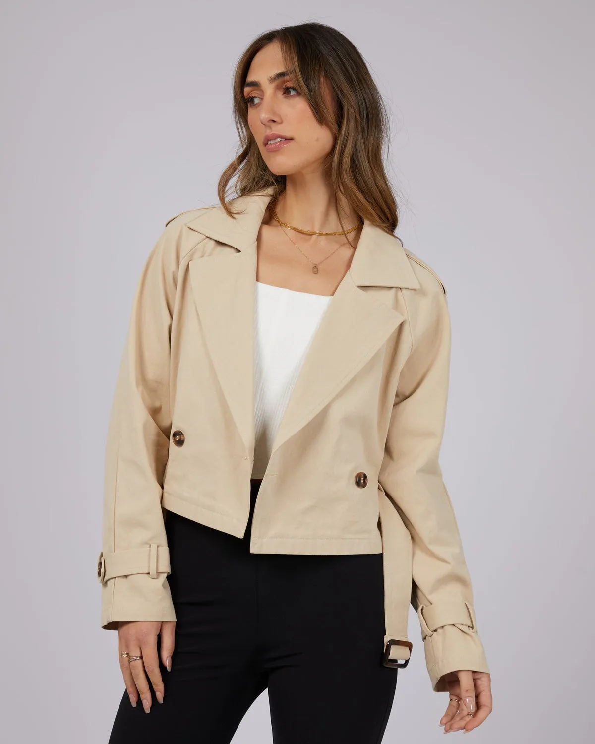 Lauren Cropped Trench Coat | Natural