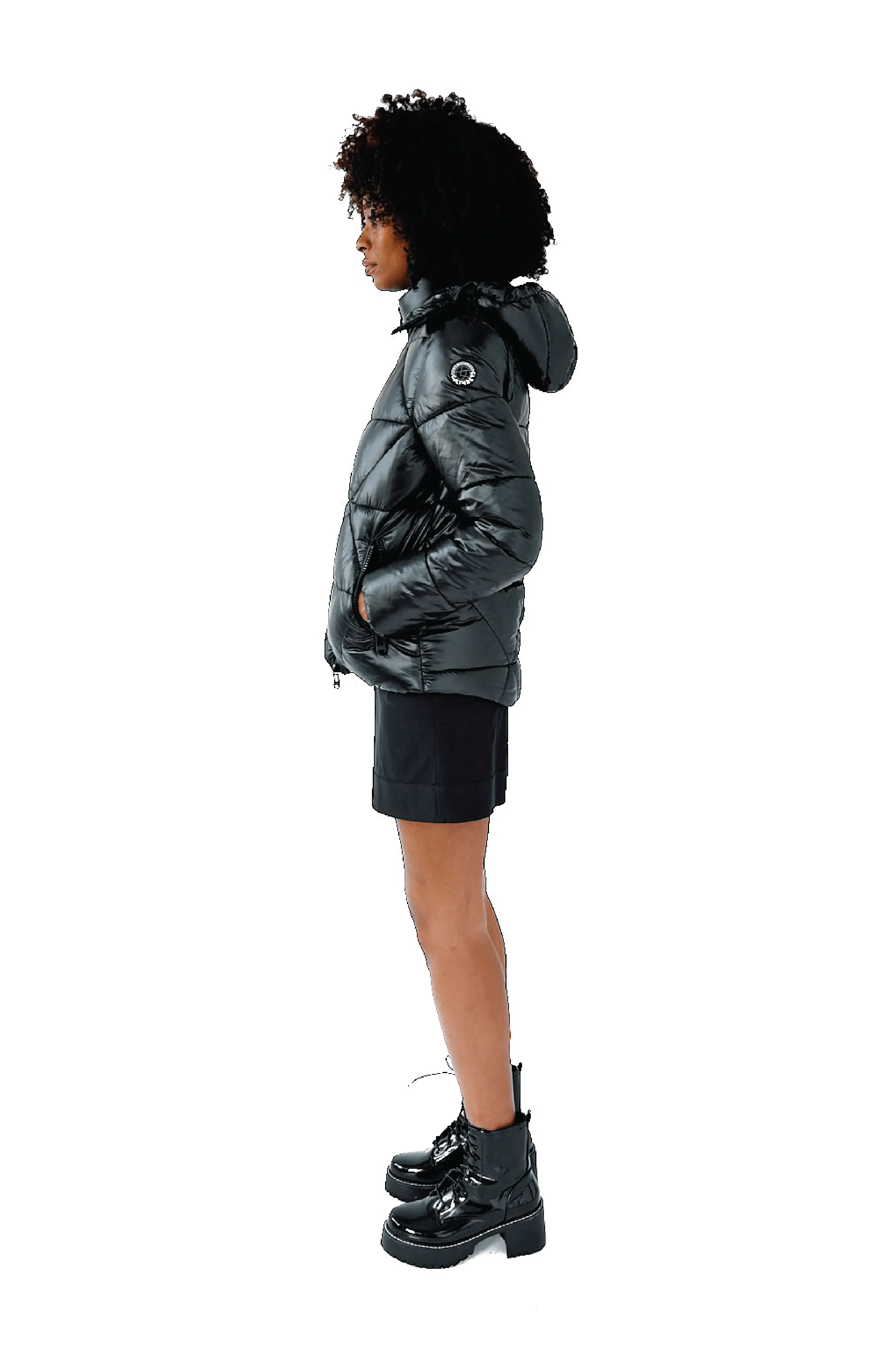 Leamington Recycled Vegan Short Puffer Jacket | Black