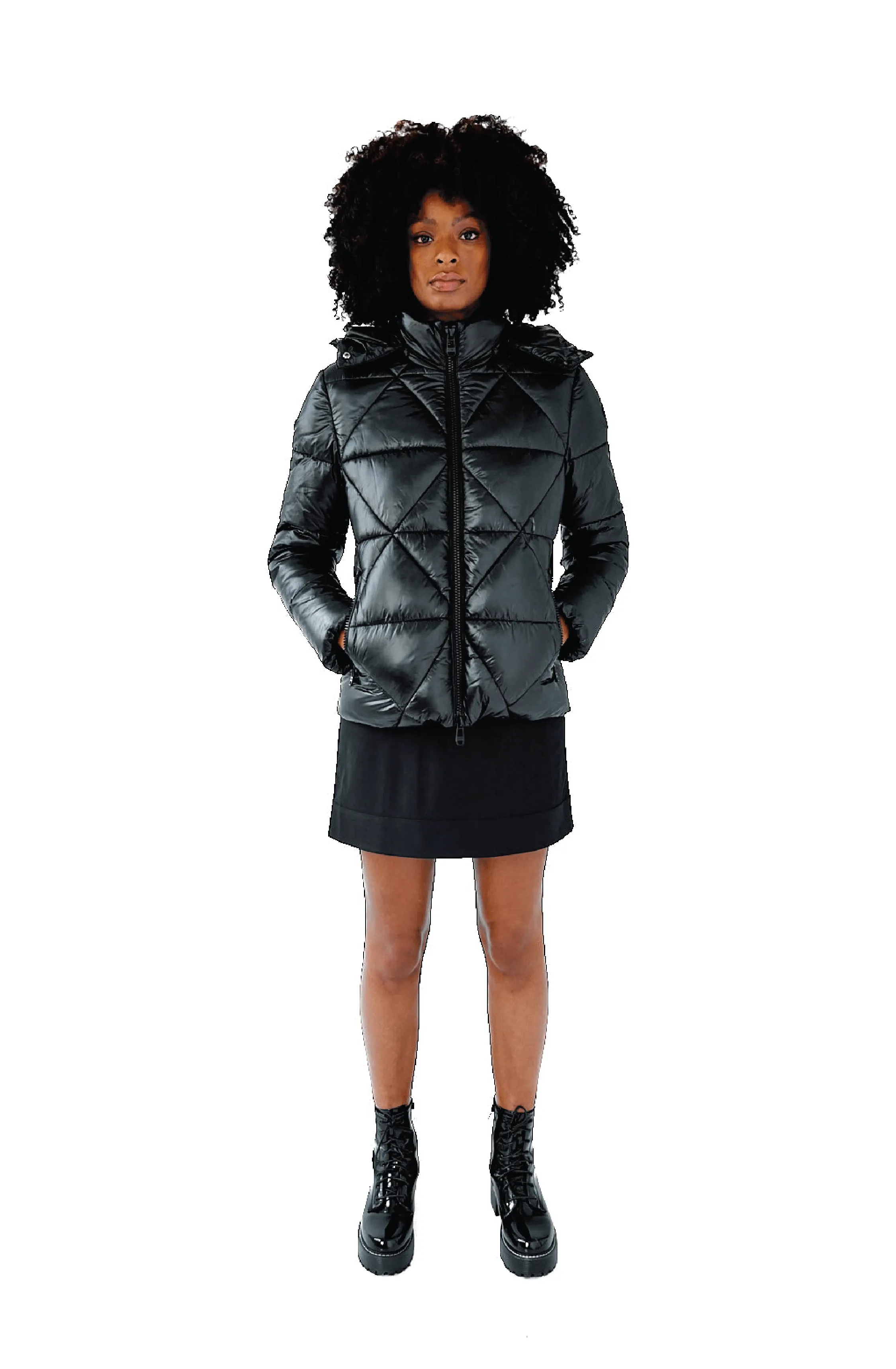 Leamington Recycled Vegan Short Puffer Jacket | Black