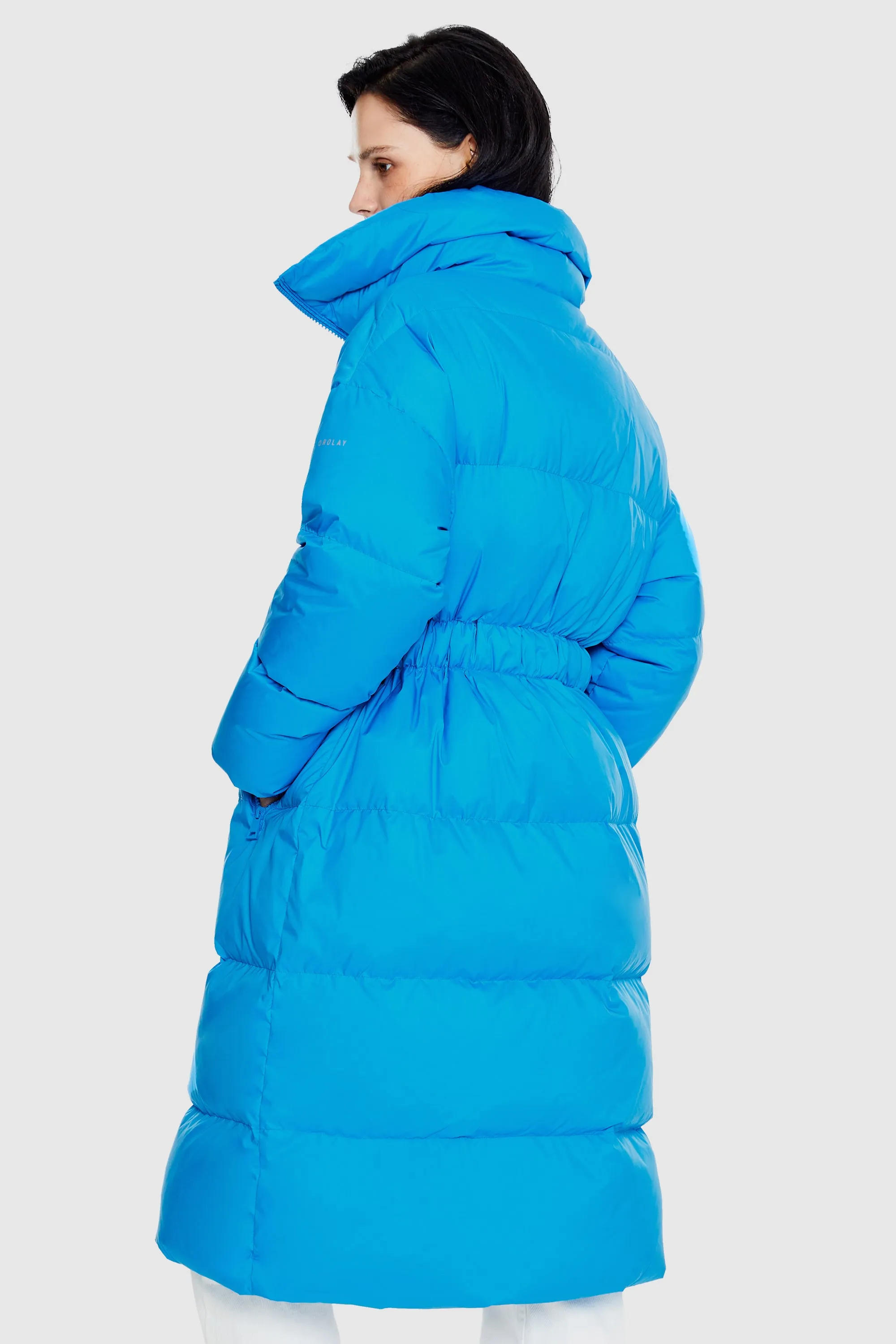 Long Puffer Jacket with Velcro Belt