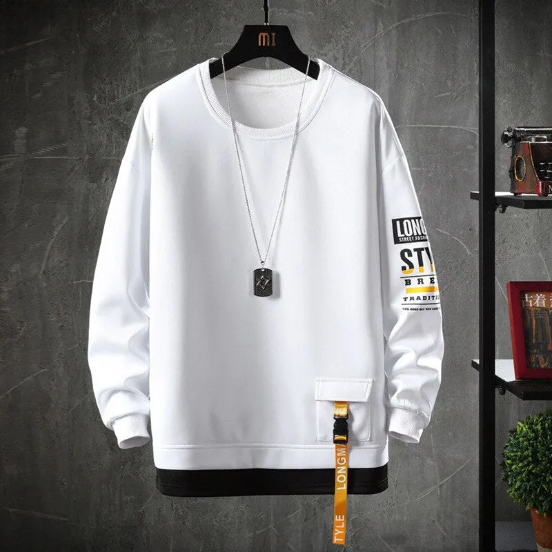 Sure, here is an optimized title for the e-commerce product:

Longmai Premium Cotton Block-Color Crewneck Sweatshirt for Men