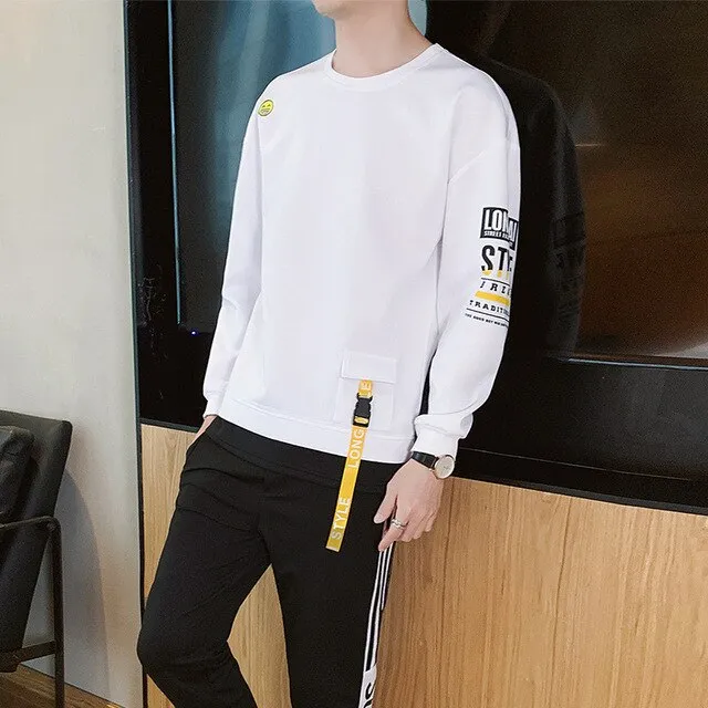 Sure, here is an optimized title for the e-commerce product:

Longmai Premium Cotton Block-Color Crewneck Sweatshirt for Men