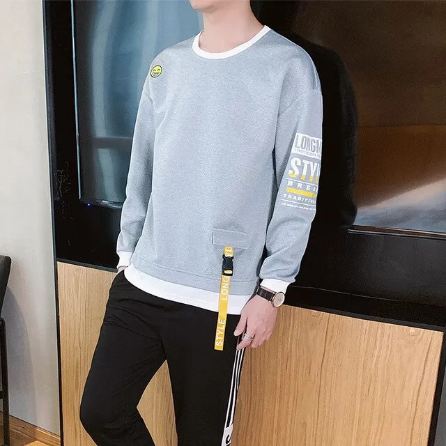 Sure, here is an optimized title for the e-commerce product:

Longmai Premium Cotton Block-Color Crewneck Sweatshirt for Men