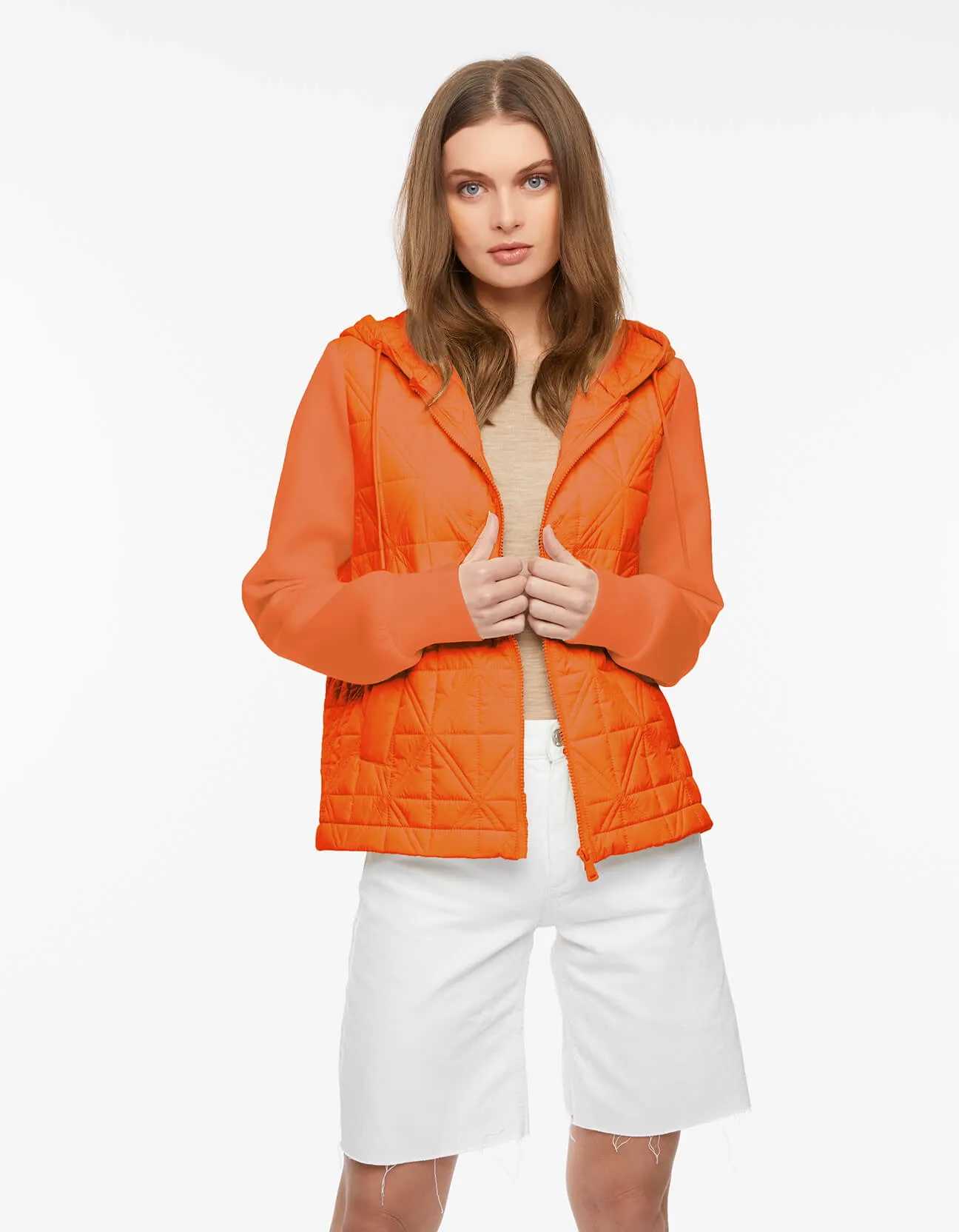 Mod Mix Neoprene Sleeve Puffer Jacket