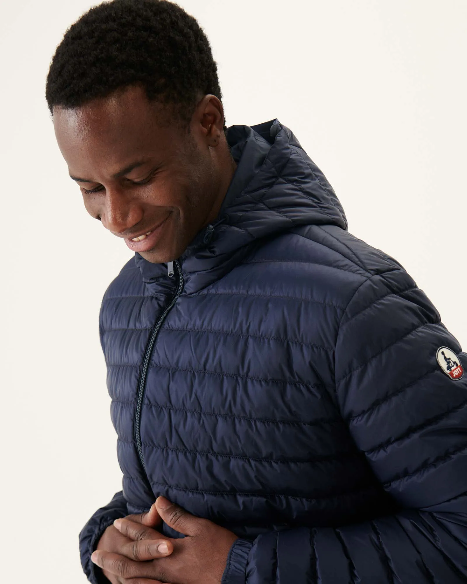 Navy Bergen reversible hooded puffer jacket