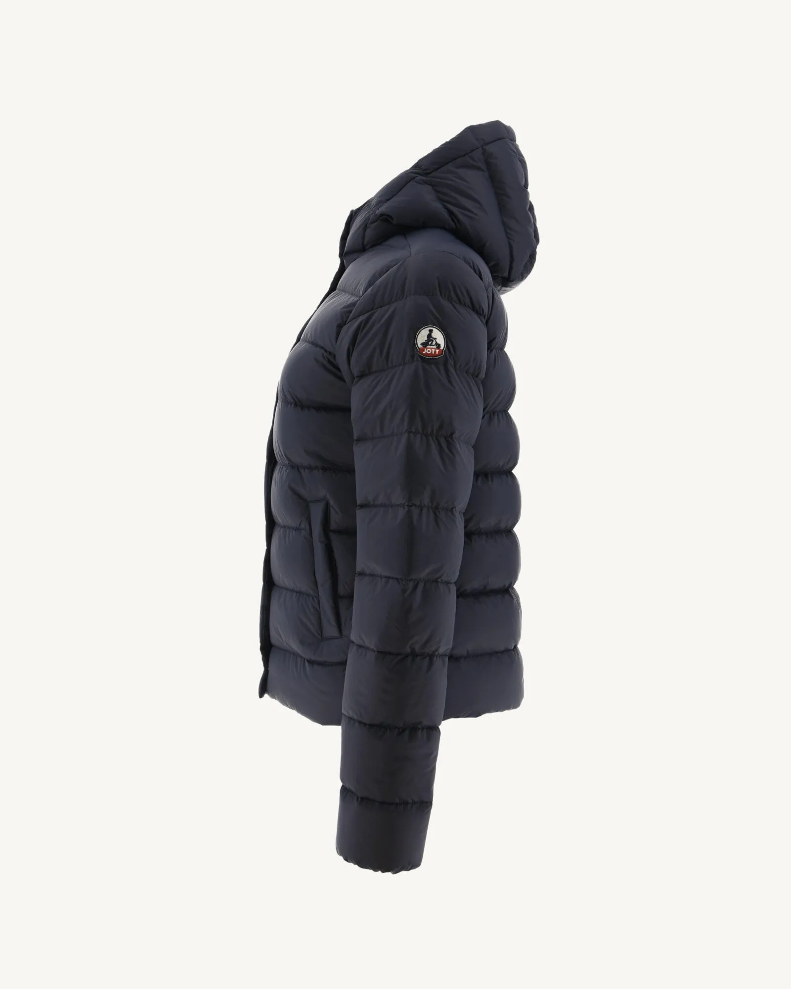 Navy Jane straight hooded puffer jacket