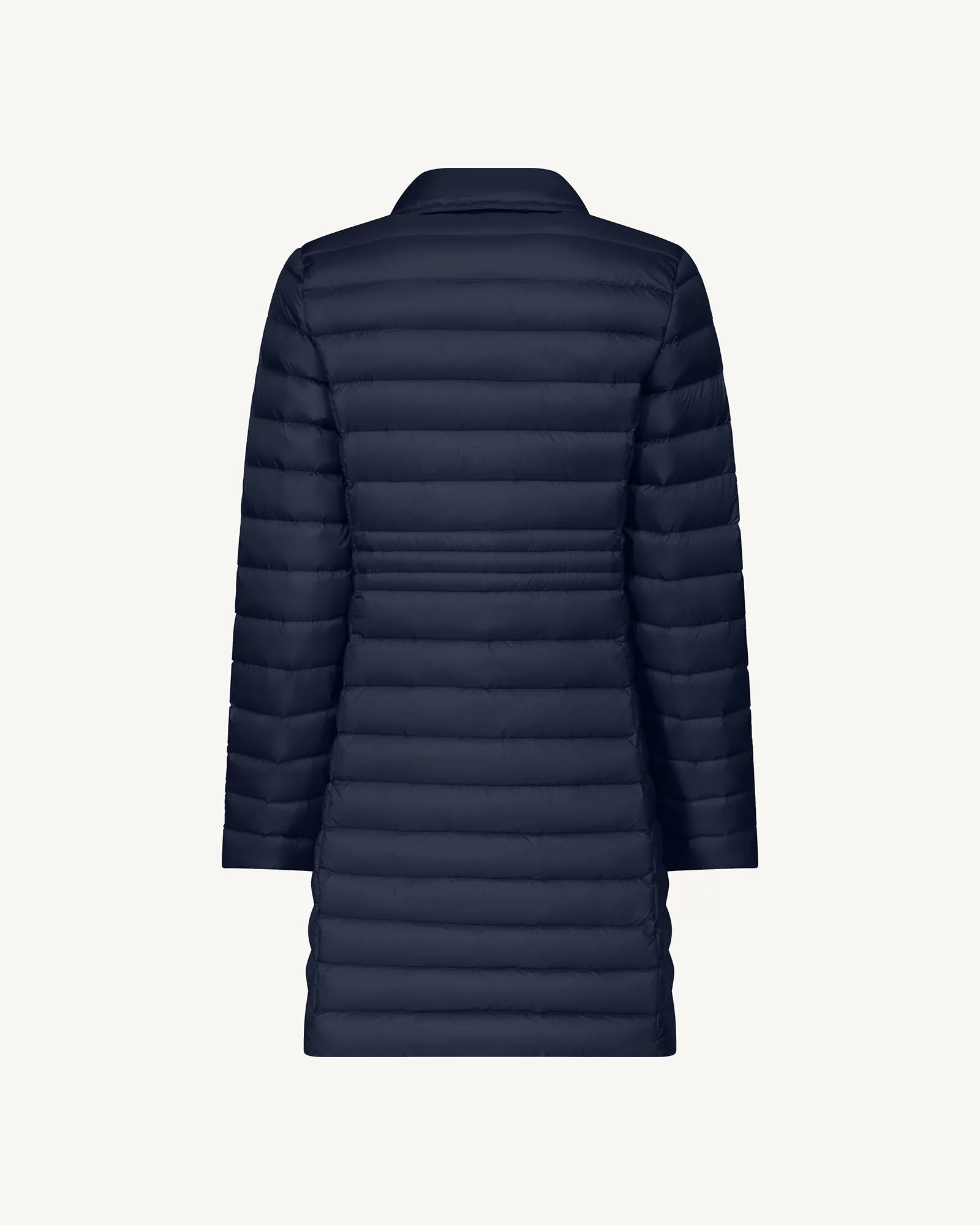 Navy Vero long hooded puffer jacket