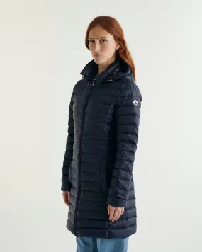 Navy Vero long hooded puffer jacket