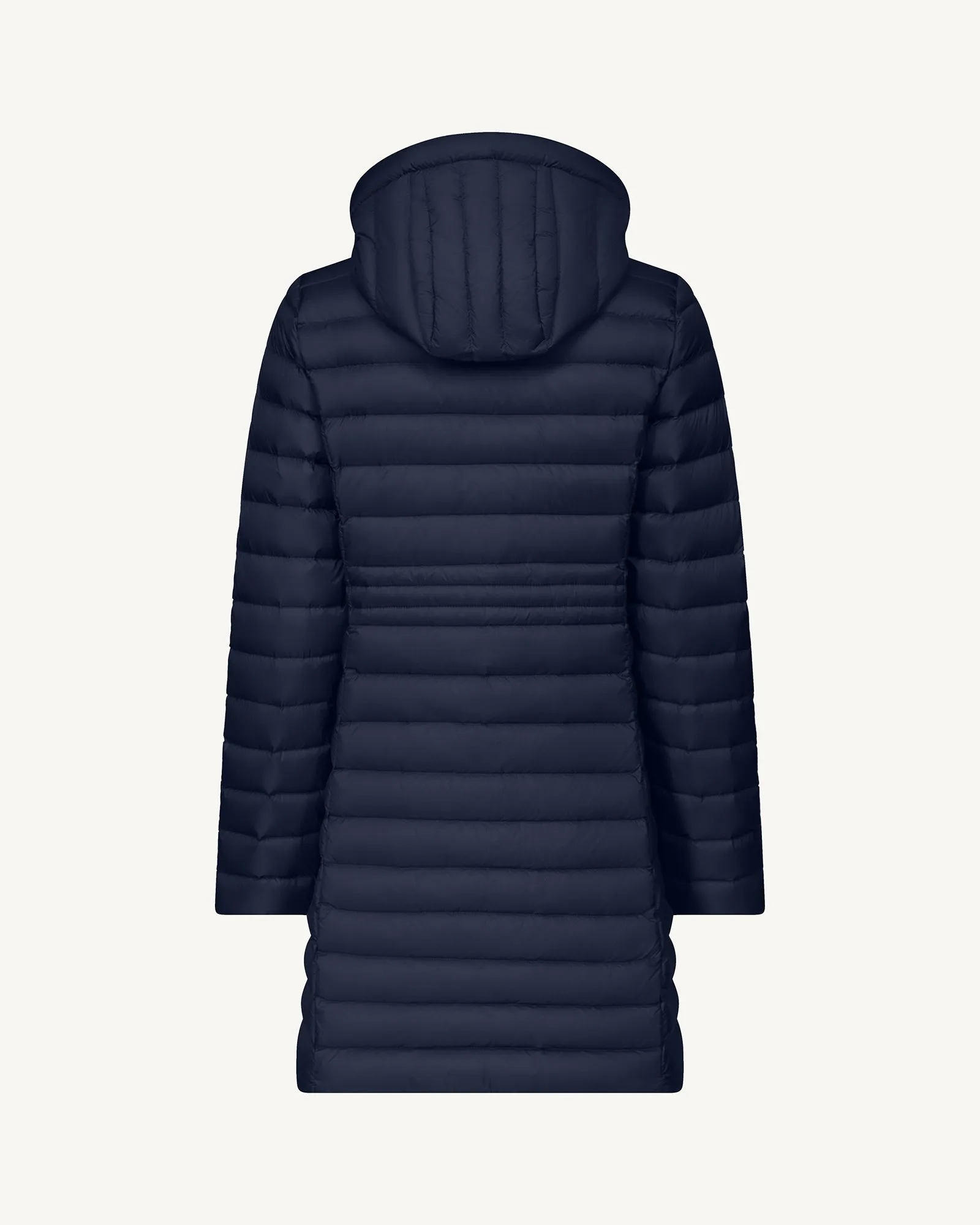 Navy Vero long hooded puffer jacket