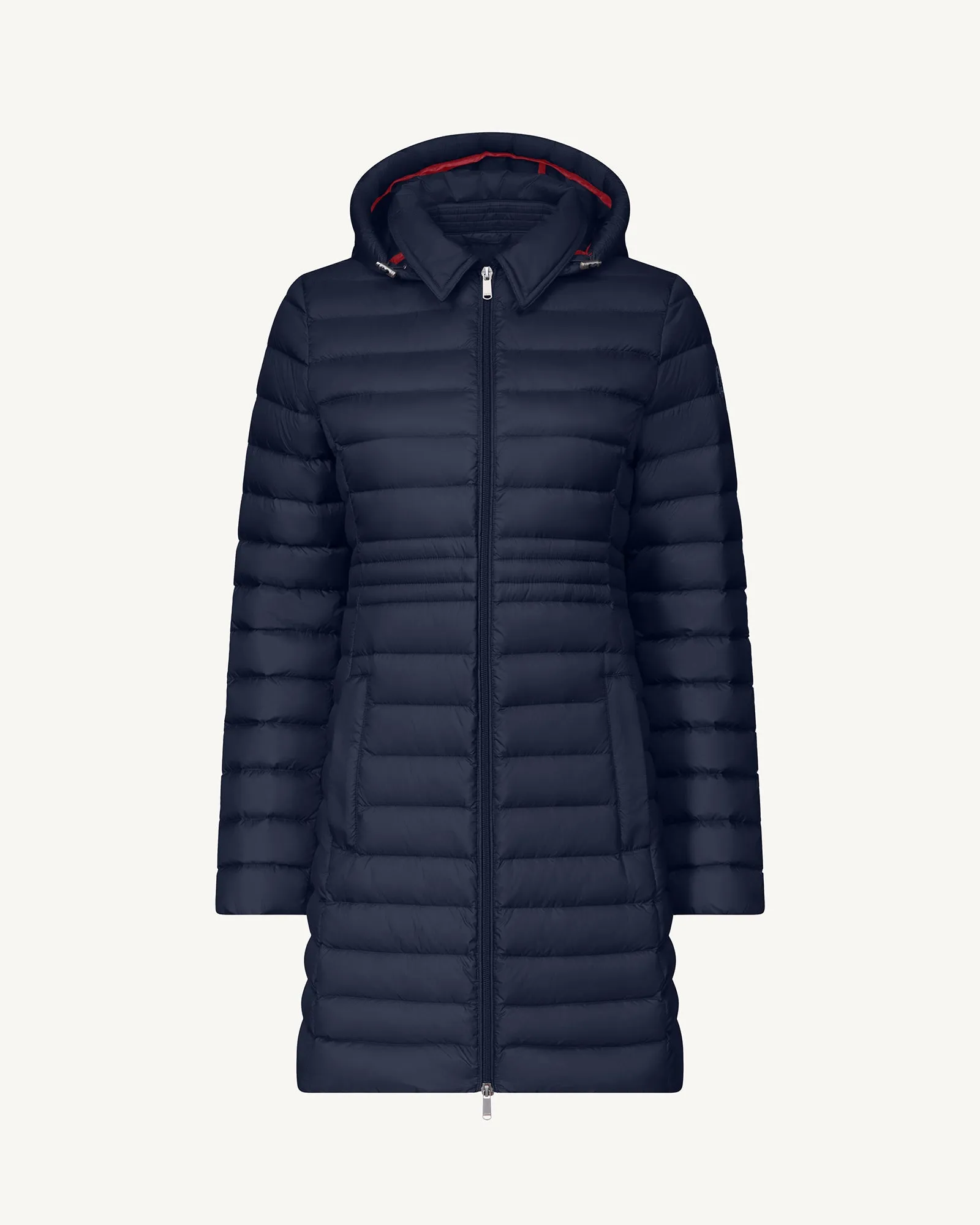 Navy Vero long hooded puffer jacket